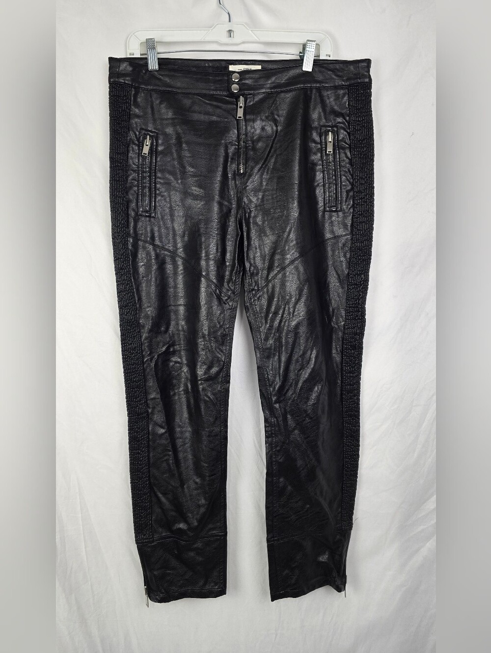 Isabel Marant Etoile Faux Leather Zaperry Cropped Black Rider Pants sz 44 (L)